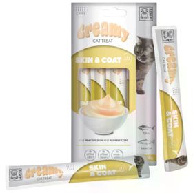M-Pets Creamy Fonksiyonel Skin Coat Ton Balıklı ve Somonlu 4x15 gr Krema Kedi Ödülü