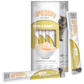 M-Pets Creamy Fonksiyonel Skin Coat Ton Balıklı ve Somonlu 4x15 gr Krema Kedi Ödülü