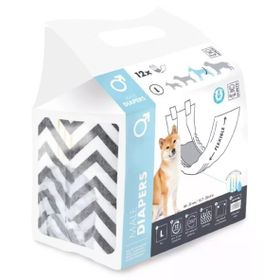 M-Pets Diapers 40-52 cm L 12'li Erkek Köpekler İçin Külot Bez