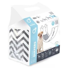 M-Pets Diapers 54-66 cm XL 12'li Erkek Köpekler İçin Külot Bez