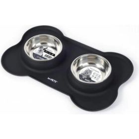 M-Pets Duet Silikon Mat 400 ml Siyah Kedi ve Köpek Mama ve Su Kabı