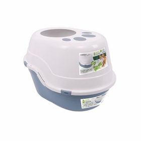 M-Pets Eco Mavi 63x49x42 cm Tanta Üstten Girişli Kapalı Kedi Tuvaleti