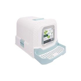 M-Pets Eco Mavi 69x42x41 cm Rattan Kapalı Kedi Tuvaleti