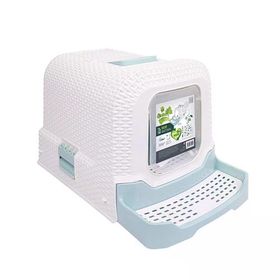 M-Pets Eco Mavi 69x42x41 cm Rattan Kapalı Kedi Tuvaleti