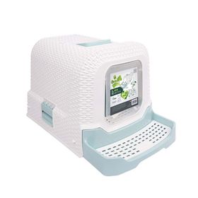 M-Pets Eco Mavi 69x42x41 cm Rattan Kapalı Kedi Tuvaleti