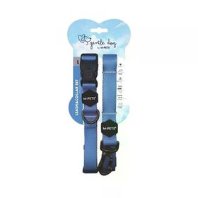 M-Pets Gentle L Mavi Köpek Boyun Tasması ve Gezdirme Kayışı Seti