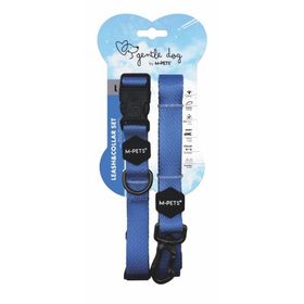 M-Pets Gentle L Mavi Köpek Boyun Tasması ve Gezdirme Kayışı Seti