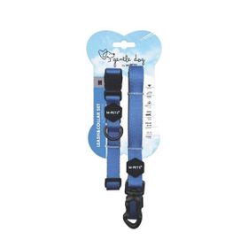 M-Pets Gentle M Mavi Köpek Boyun Tasması ve Gezdirme Kayışı Seti