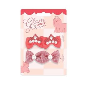 M-Pets Glam Fiyonklu 4'lü Kırmızı Kedi ve Köpekler İçin Toka
