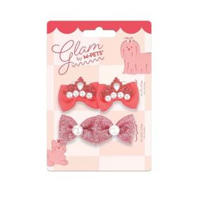 M-Pets Glam Fiyonklu 4'lü Kırmızı Kedi ve Köpekler İçin Toka