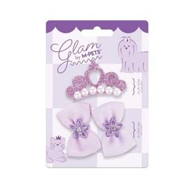 M-Pets Glam Fiyonklu 4'lü Mor Kedi ve Köpekler İçin Toka