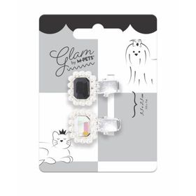 M-Pets Glam İncili Siyah-Gri Kedi ve Köpekler İçin Toka
