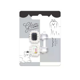 M-Pets Glam İncili Siyah-Gri Kedi ve Köpekler İçin Toka