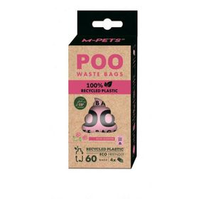 M-Pets Gül Kokulu 15 Yaprak 4'lü Paket Dışkı Toplama Poşeti