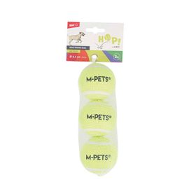 M-Pets Hop Tenis Topu 6.4 cm 3'lü Sarı Köpek Oyuncağı