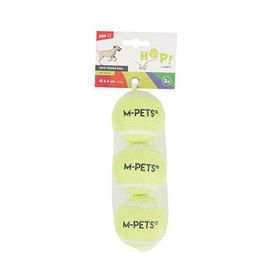 M-Pets Hop Tenis Topu 6.4 cm 3'lü Sarı Köpek Oyuncağı