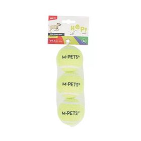 M-Pets Hop Tenis Topu 6.4 cm 3'lü Sarı Köpek Oyuncağı