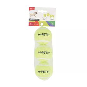 M-Pets Hop Tenis Topu 6.4 cm 3'lü Sarı Köpek Oyuncağı