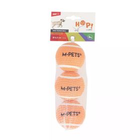 M-Pets Hop Tenis Topu 6.4 cm 3'lü Turuncu Köpek Oyuncağı