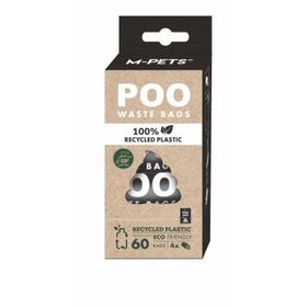 M-Pets Poo 22x32 cm 4'lü Recycled Kokusuz Köpek Dışkı Poşeti