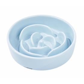 M-Pets Serene 300 ml Mavi Rose Seramik Yavaş Beslenme Mama Kabı