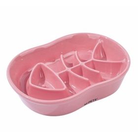 M-Pets Serene Balıklı Seramik 240 ml Pembe Yavaş Yeme Mama Kabı