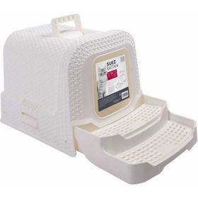M-Pets Suez Rattan 69x42x41 cm Beyaz Kapalı Kedi Tuvaleti
