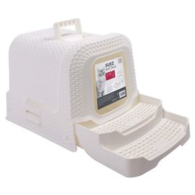 M-Pets Suez Rattan 69x42x41 cm Beyaz Kapalı Kedi Tuvaleti