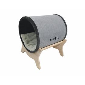 M-Pets Tunnel Elevated 39x40x47 cm Gri Ahşap Ayaklı Kedi Yatağı