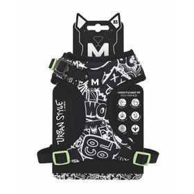 M-Pets Urban Style Easy Fit 21-41 cm Siyah-Beyaz XS Köpek Göğüs Tasması