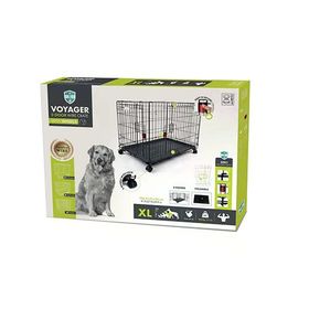 M-Pets Voyager Tekerlekli 2 Kapılı 106x71x76 cm XL Siyah Köpek Kafesi