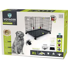 M-Pets Voyager Tekerlekli 2 Kapılı 106x71x76 cm XL Siyah Köpek Kafesi