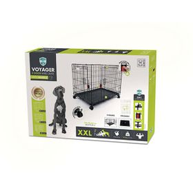M-Pets Voyager Tekerlekli 2 Kapılı 122x76x84 cm XXL Siyah Köpek Kafesi