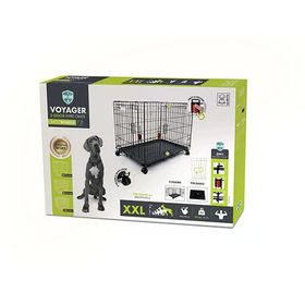 M-Pets Voyager Tekerlekli 2 Kapılı 122x76x84 cm XXL Siyah Köpek Kafesi