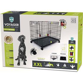 M-Pets Voyager Tekerlekli 2 Kapılı 122x76x84 cm XXL Siyah Köpek Kafesi