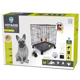 M-Pets Voyager Tekerlekli 2 Kapılı 76x48x53 cm M Siyah Köpek Kafesi