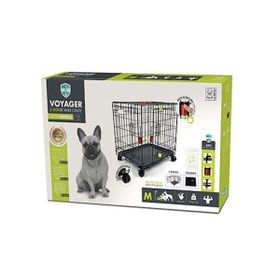 M-Pets Voyager Tekerlekli 2 Kapılı 76x48x53 cm M Siyah Köpek Kafesi