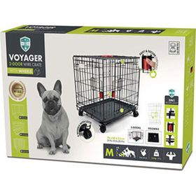 M-Pets Voyager Tekerlekli 2 Kapılı 76x48x53 cm M Siyah Köpek Kafesi
