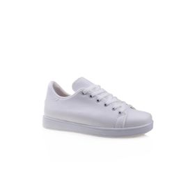 M2S Unisex Suni Deri İnce Taban Beyaz Spor Ayakkabı