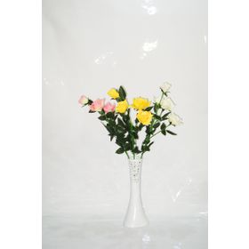 M3Decorium Beyaz Delikli Renkli Güller 40cm Vazo
