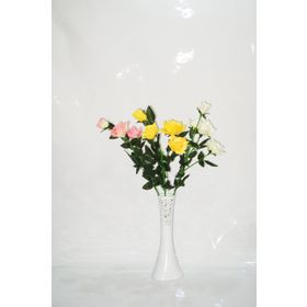 M3Decorium Beyaz Delikli Renkli Güller 40cm Vazo