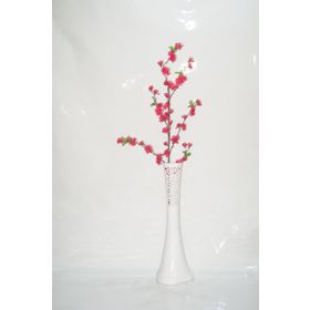 M3Decorium Beyaz İşlemeli Fuşya Bahar Dalı 60cm Vazo