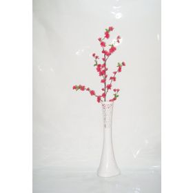 M3Decorium Beyaz İşlemeli Fuşya Bahar Dalı 60cm Vazo