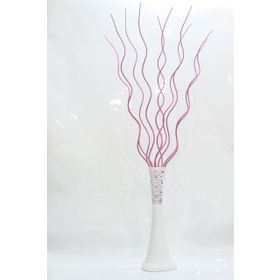 M3Decorium Desenli Beyaz 10 Adet Fuşya Dal 60cm Vazo