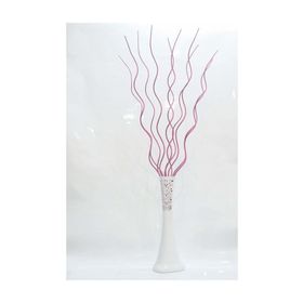 M3Decorium Desenli Beyaz 10 Adet Fuşya Dal 60cm Vazo