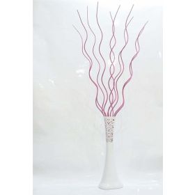 M3Decorium Desenli Beyaz 10 Adet Fuşya Dal 60cm Vazo