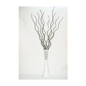 M3Decorium Desenli Beyaz 10 Adet Siyah Dal 5 Adet Krem Dal 60cm Vazo