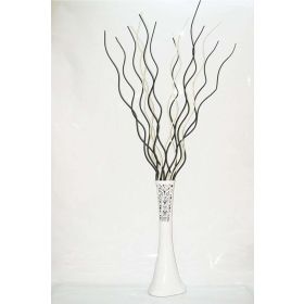 M3Decorium Desenli Beyaz 10 Adet Siyah Dal 5 Adet Krem Dal 60cm Vazo