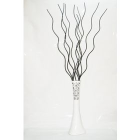 M3Decorium Desenli Beyaz 10 Adet Siyah Dal 60cm Vazo