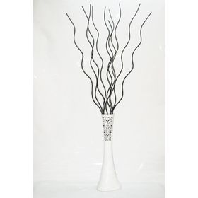 M3Decorium Desenli Beyaz 10 Adet Siyah Dal 60cm Vazo